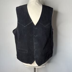Vintage Permit Platinum Black Suede Vest